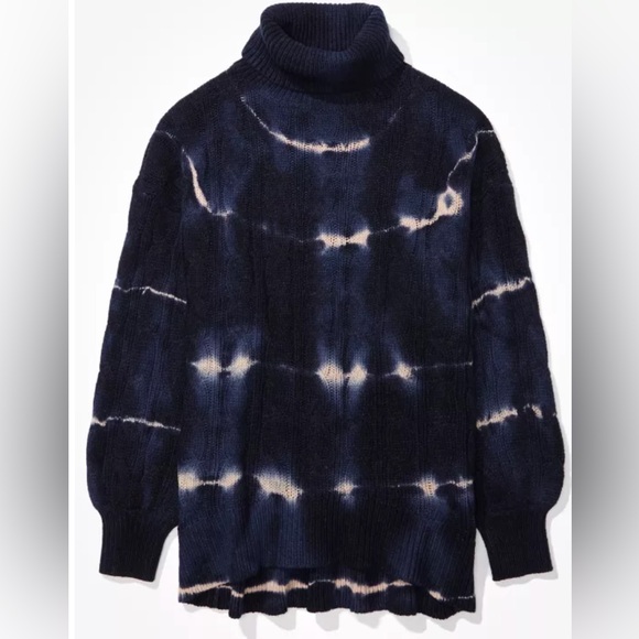 American Eagle AE Oversized Tie Dye Turtleneck Sweater - Picture 3 of 5